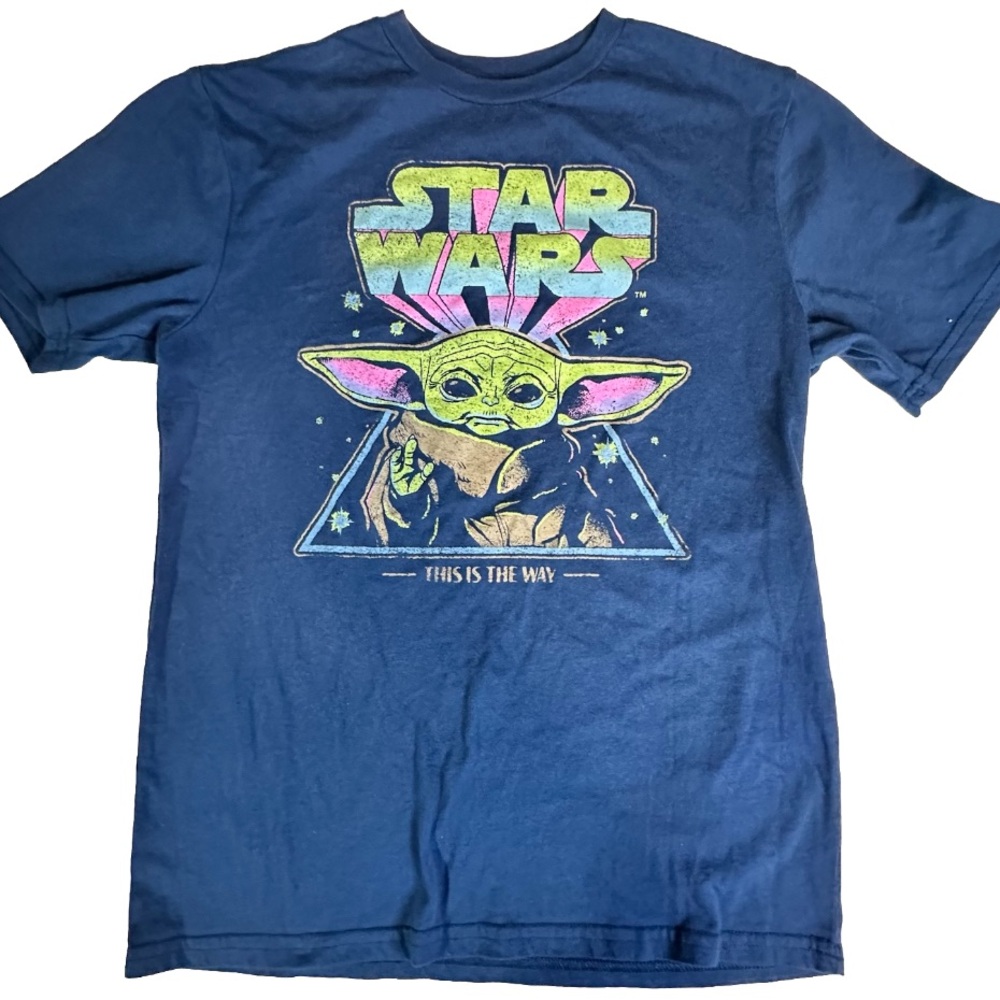 Star‎ Wars Mandalorian This Is The Way Blue Pink Green Shirt Kids XL Pre-owned